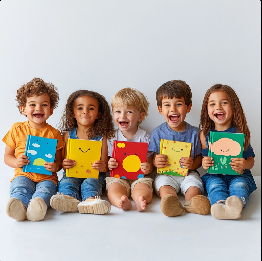 Children reading books together